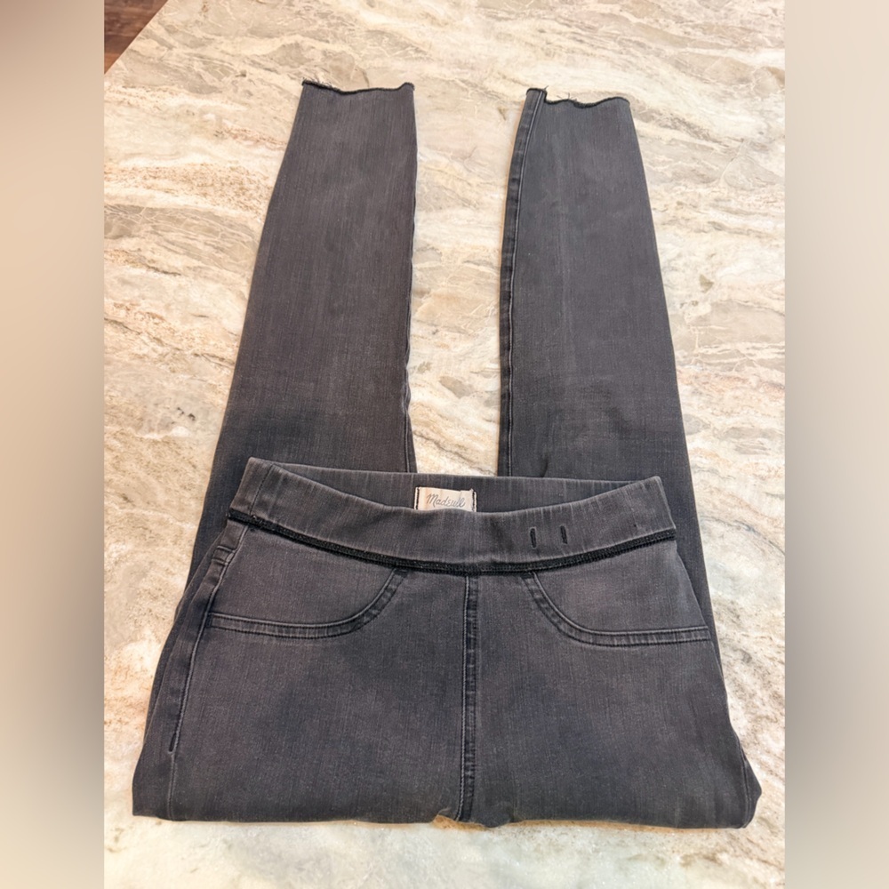 Madewell Skinny Jeans Women’s 25 Black Raw Hem Stretch Denim